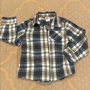 Plaid Kids Shirt - Gray, Blue, and Yellow